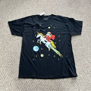 Fifth Sun NWT Ugly Christmas Shirt Womens XL Santa Unicorn Short Sleeve Tee